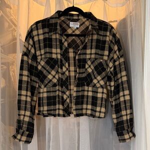 Cropped Plaid Button-Up Shirt